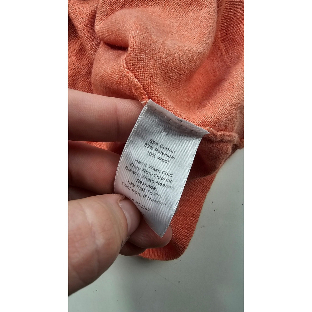 Talbots Wool Blend Sweater Ruffled Coral Button Up Large - Picture 4 of 8